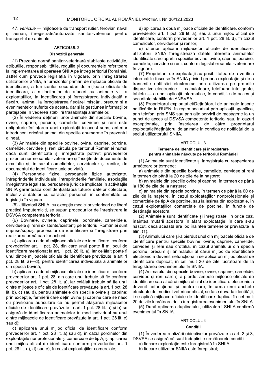 Pagina 12 din Monitorul Oficial nr. 36/2023