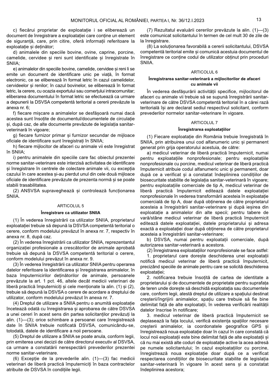 Pagina 13 din Monitorul Oficial nr. 36/2023
