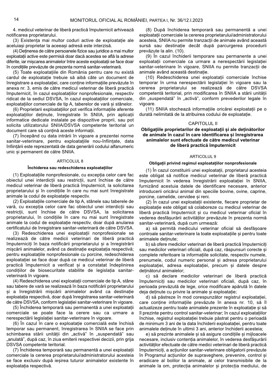 Pagina 14 din Monitorul Oficial nr. 36/2023