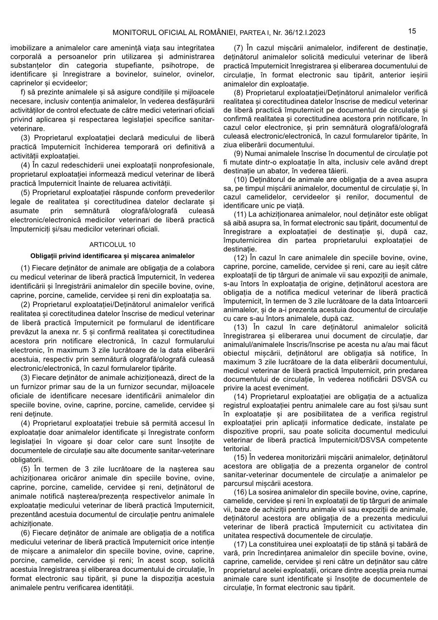 Pagina 15 din Monitorul Oficial nr. 36/2023