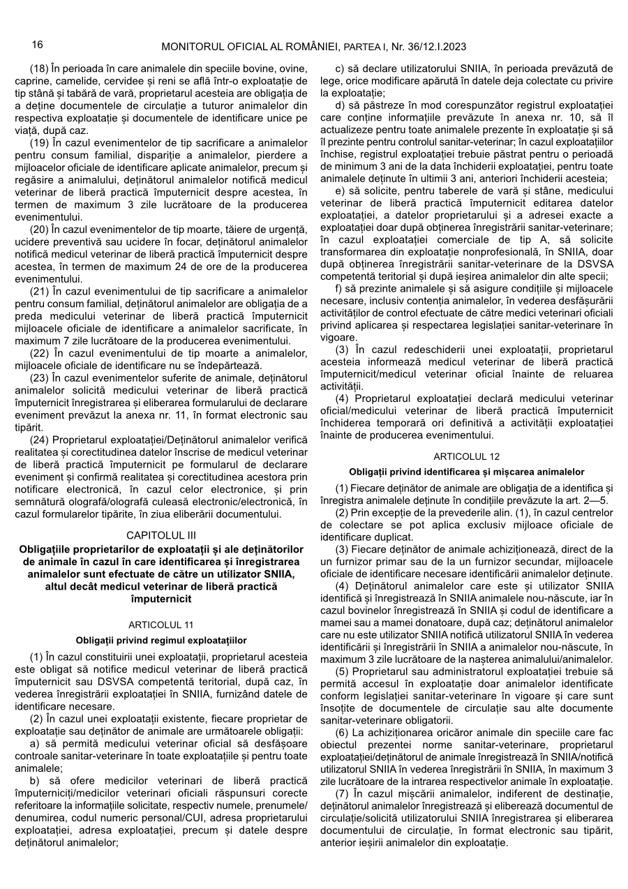 Pagina 16 din Monitorul Oficial nr. 36/2023