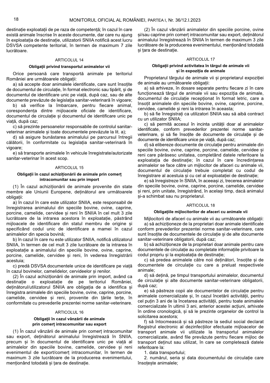 Pagina 18 din Monitorul Oficial nr. 36/2023