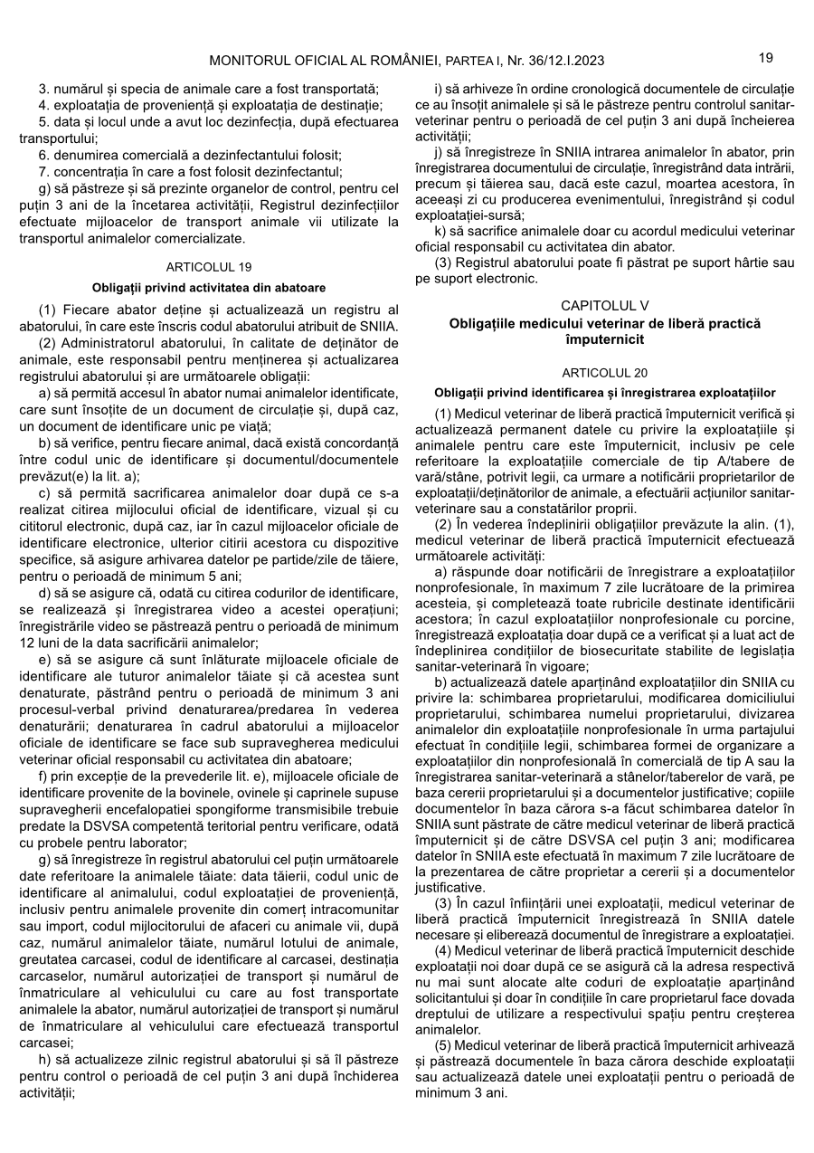 Pagina 19 din Monitorul Oficial nr. 36/2023