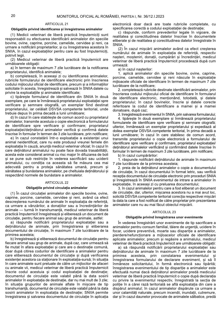 Pagina 20 din Monitorul Oficial nr. 36/2023