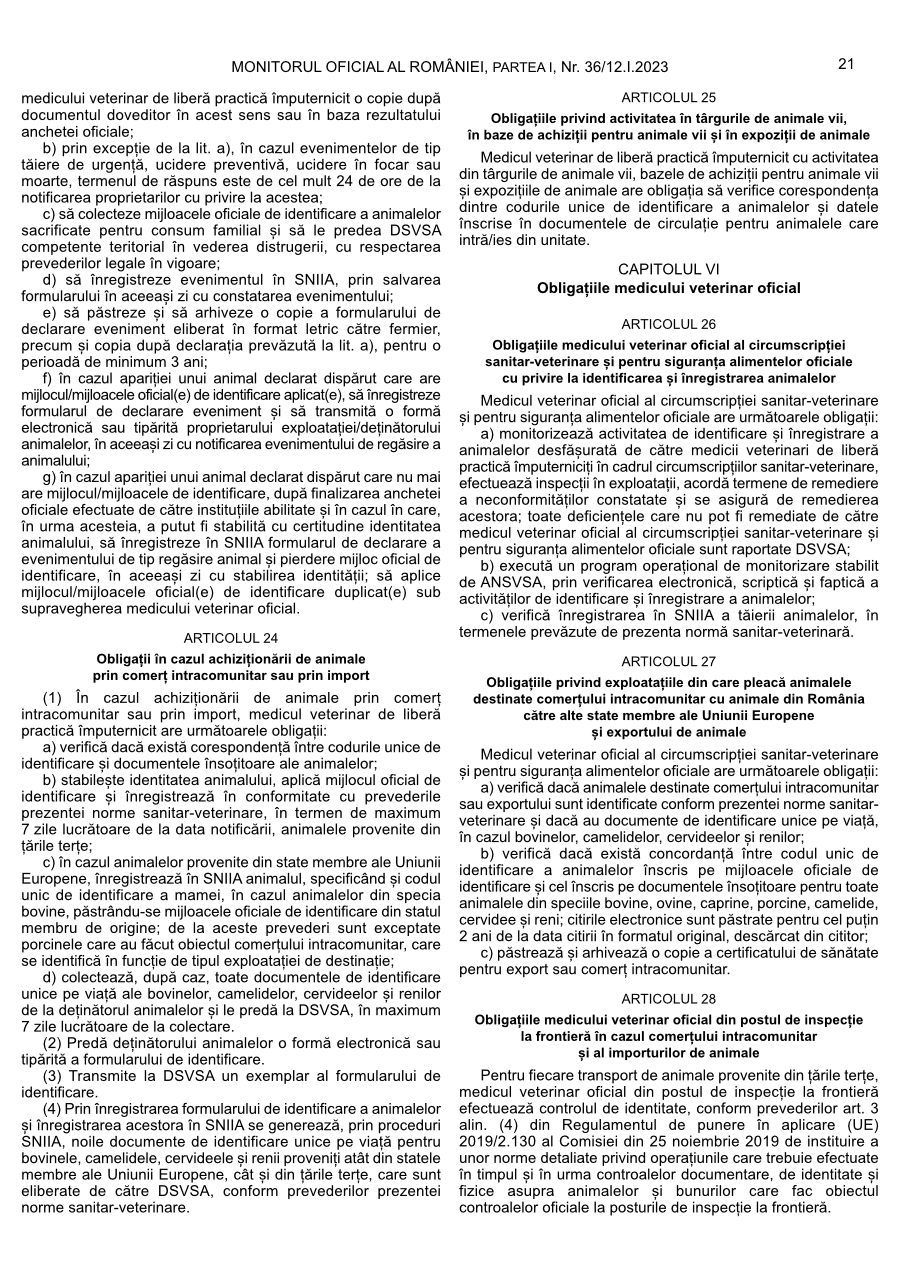 Pagina 21 din Monitorul Oficial nr. 36/2023
