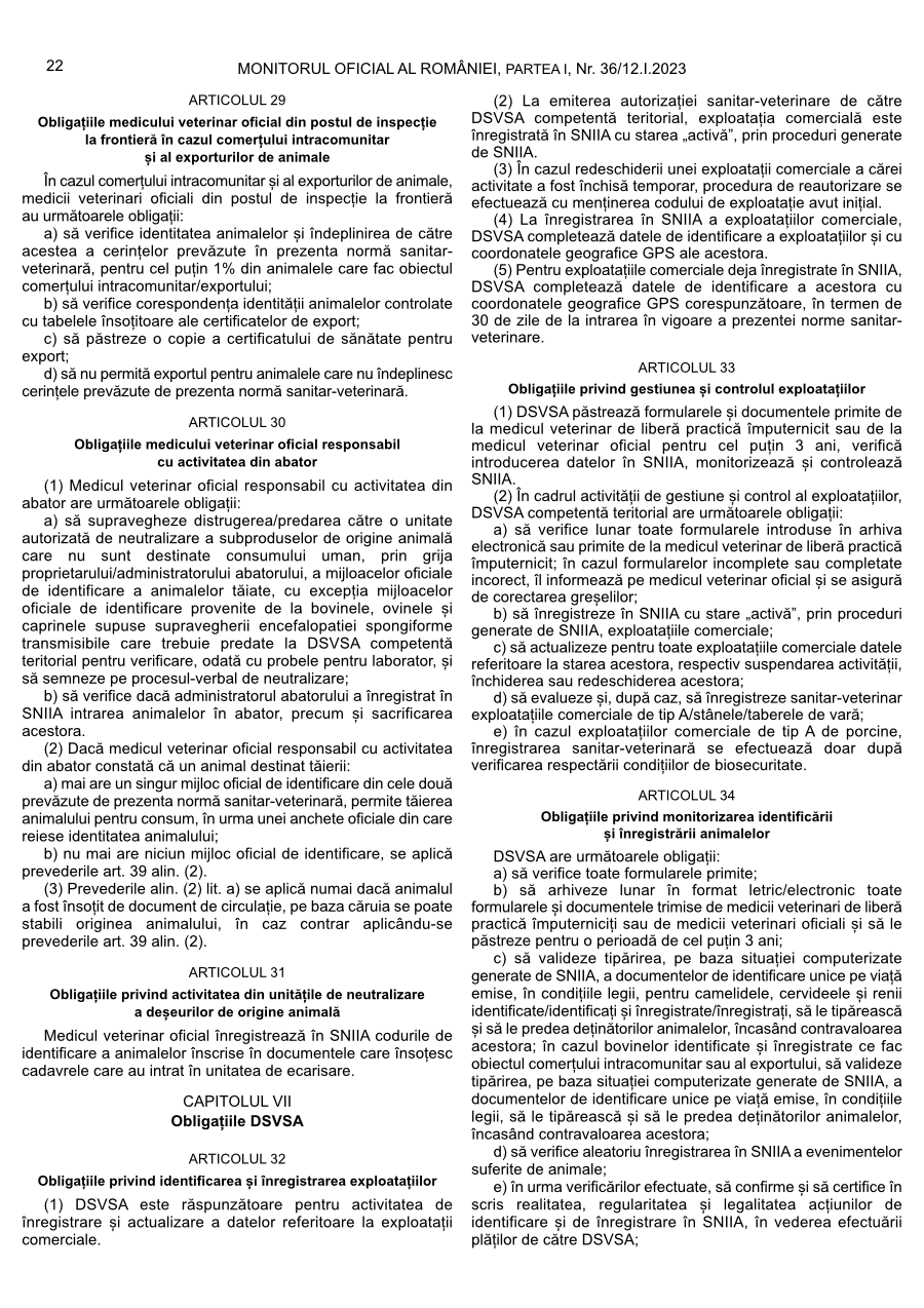 Pagina 22 din Monitorul Oficial nr. 36/2023