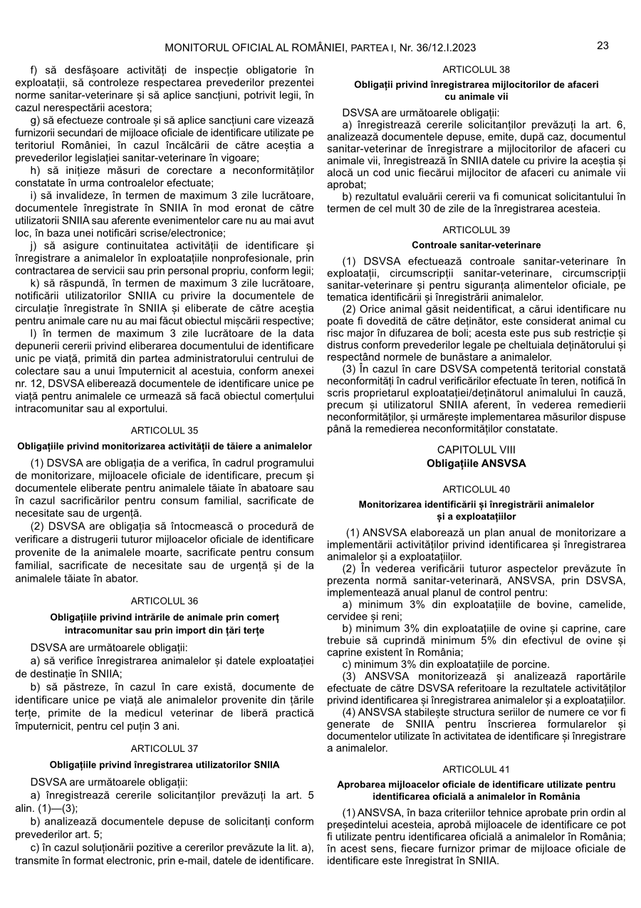 Pagina 23 din Monitorul Oficial nr. 36/2023