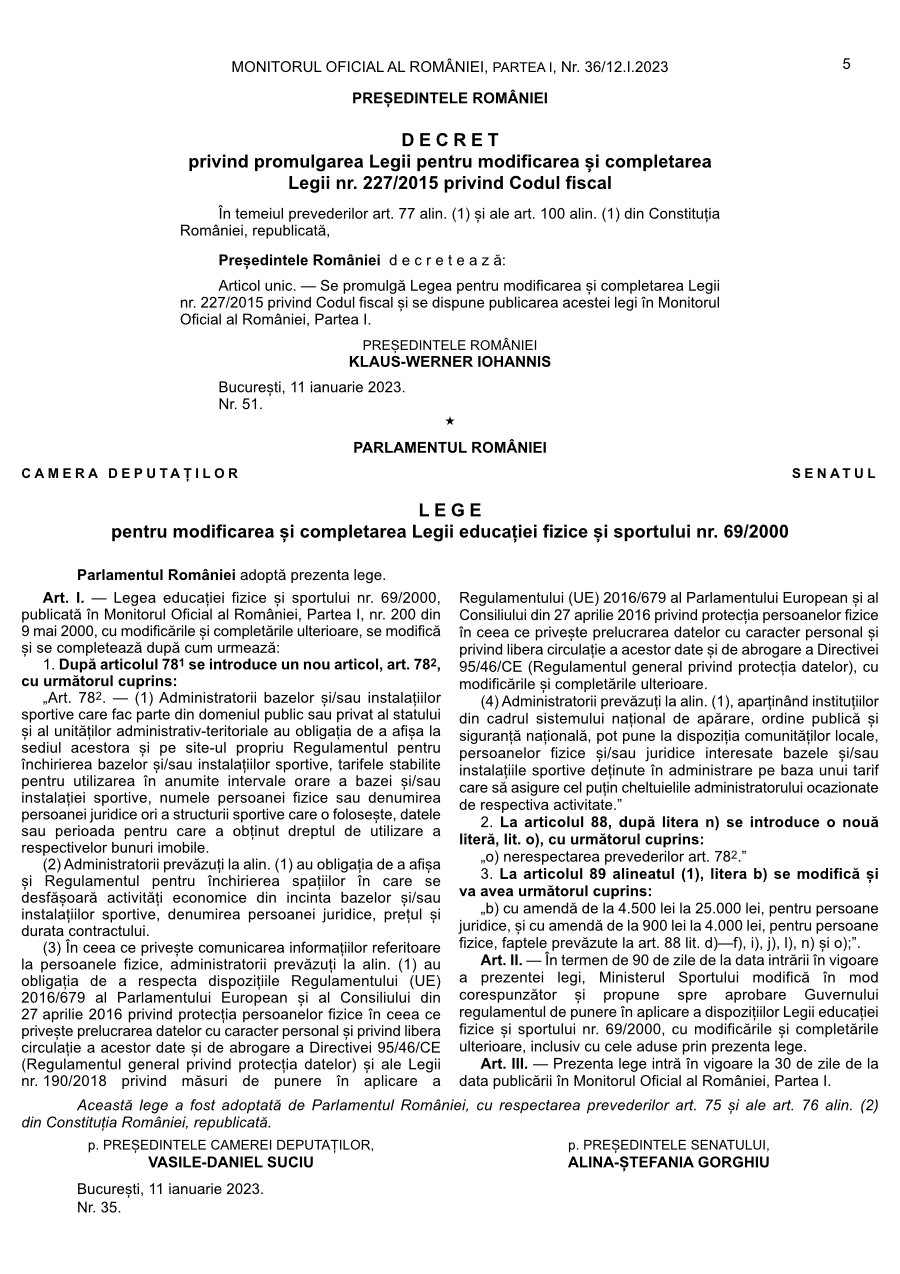Pagina 5 din Monitorul Oficial nr. 36/2023