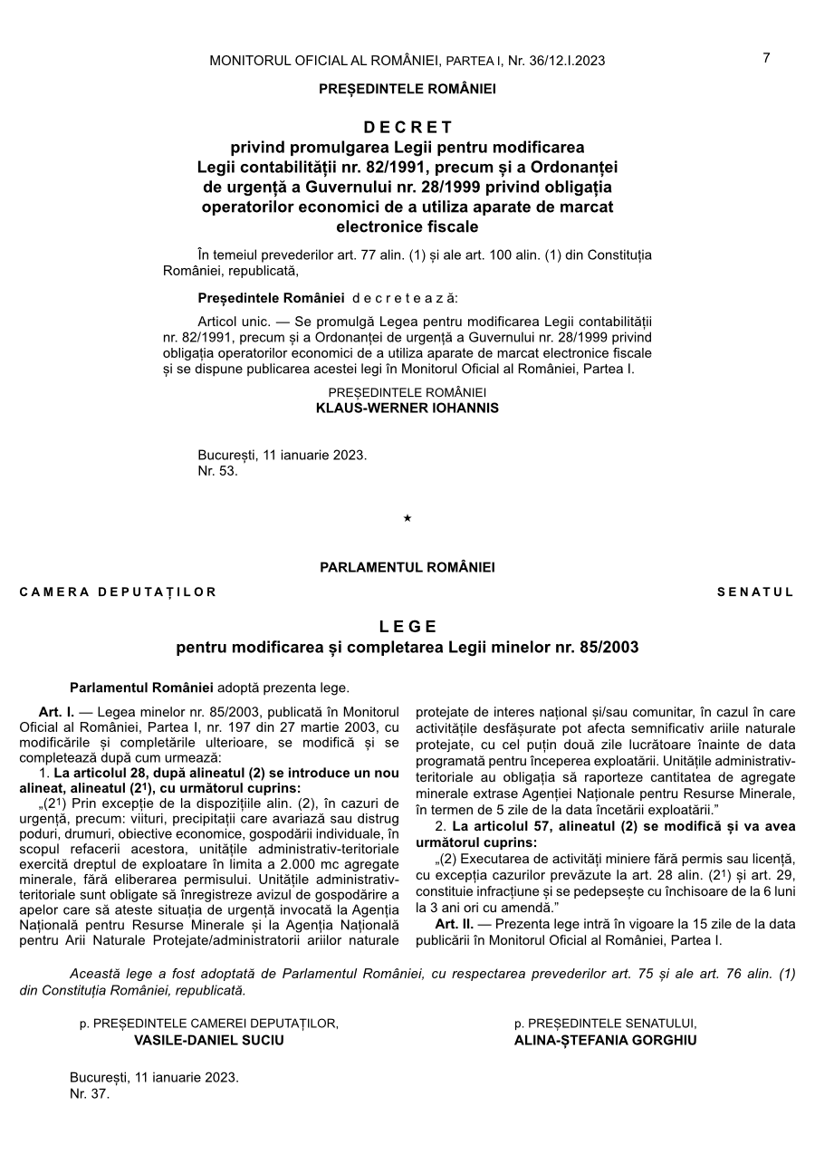 Pagina 7 din Monitorul Oficial nr. 36/2023